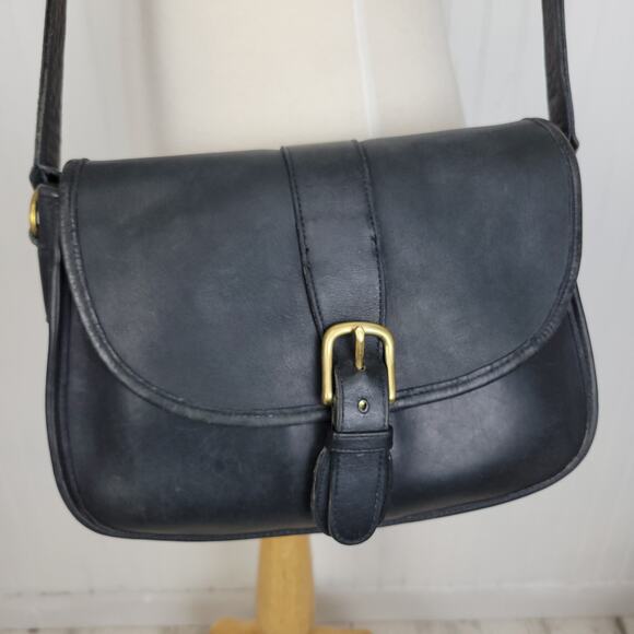 Vintage Coach Chelsea Saddle Bag Style 0070 238 Black Leather Shoulder Bag - Picture 2 of 11